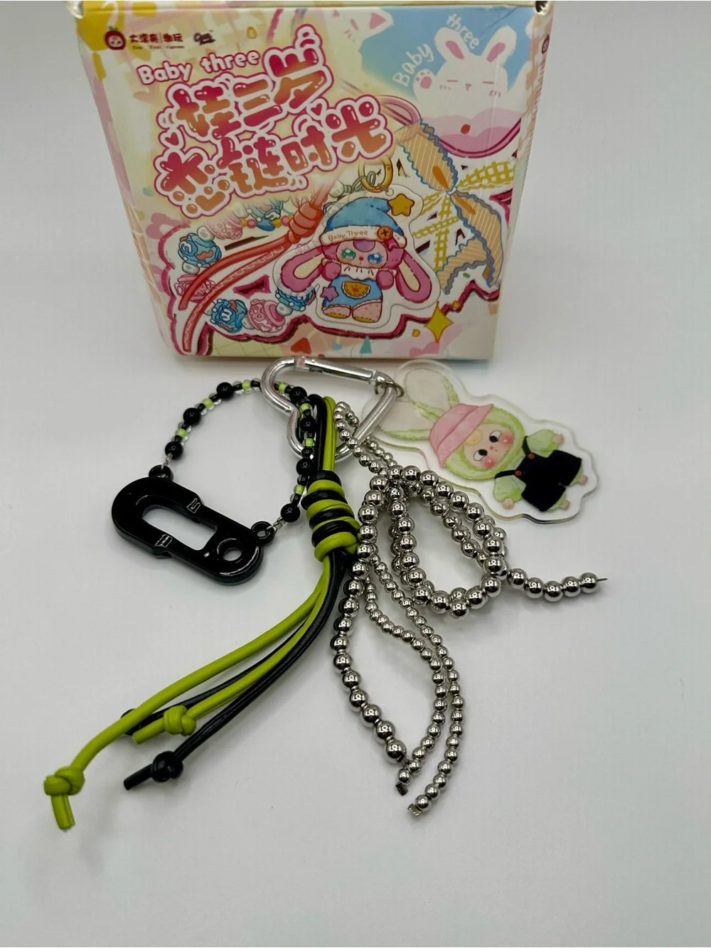 Baby Three BB3 Acrylic Keychain Love Chain Bag Charm Heart Carabiner Clip